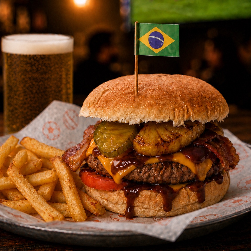 Burger Maracaná con papas fritas