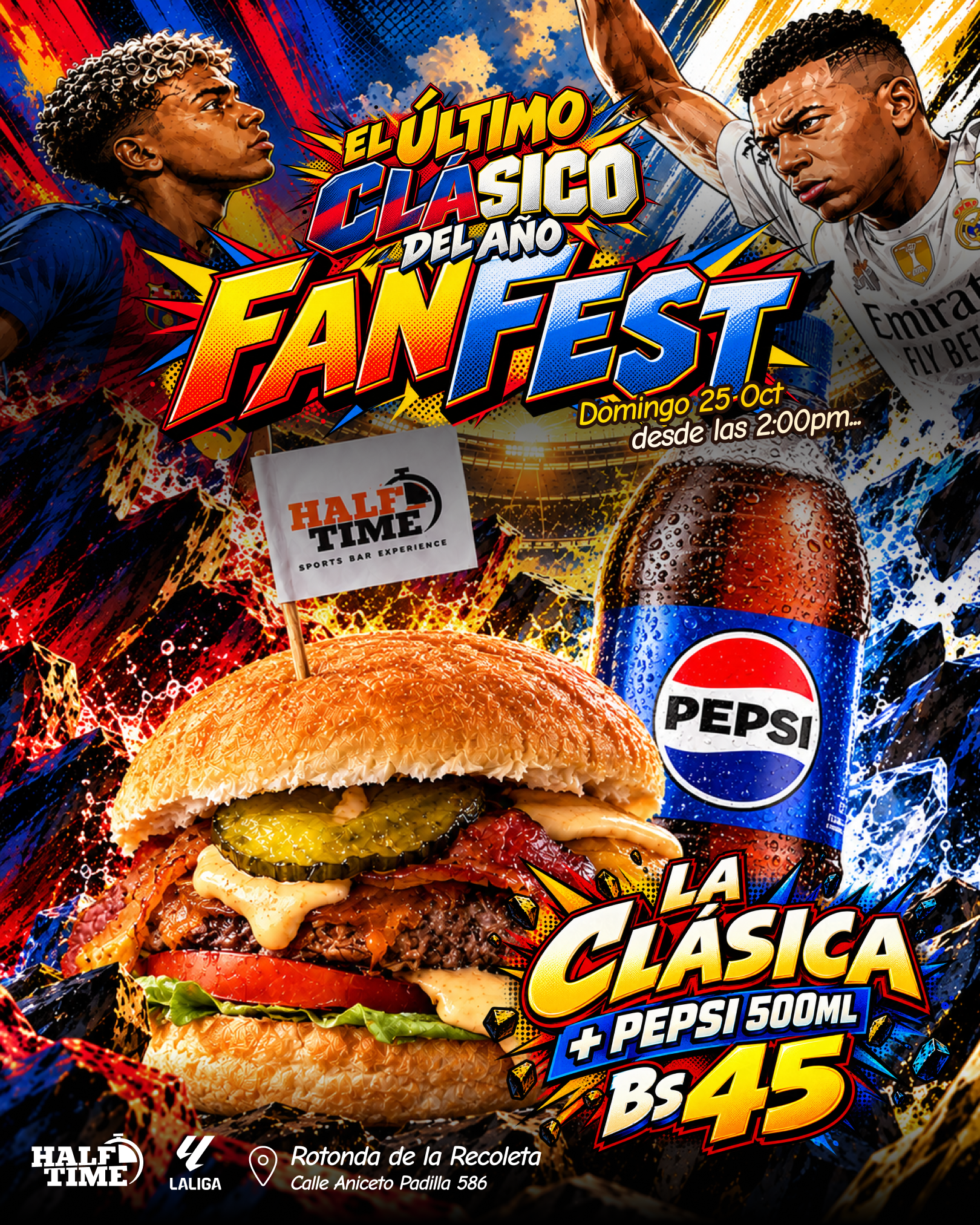 Burger Clásica con Pepsi de 500 ml por Bs45