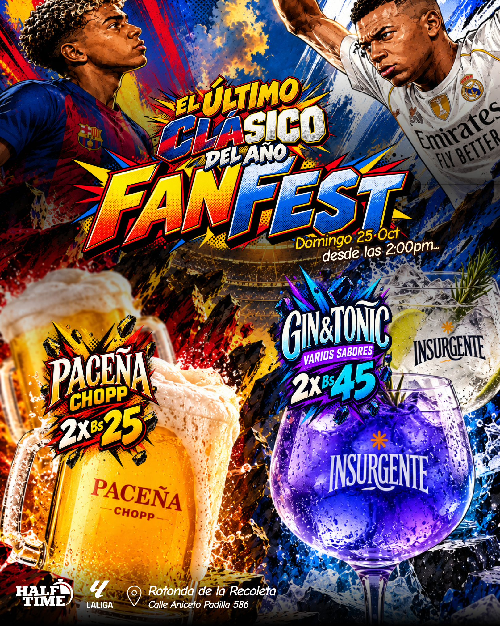 Chopp Paceña 2xBs25 y Gin & Tonic 2xBs45